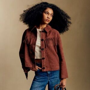 Sezane yuma fringe suede jacket